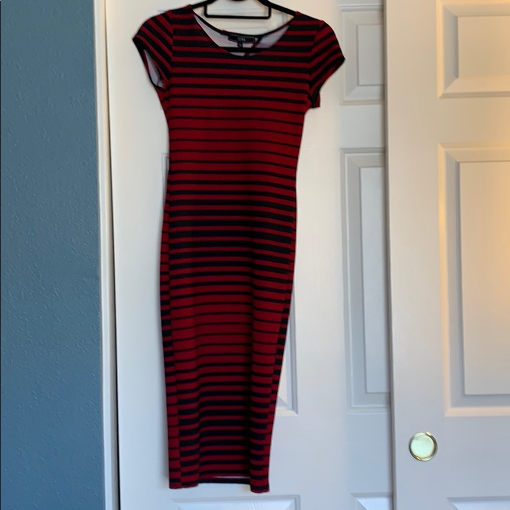 Vibe sportswear red and black stripe dress, S